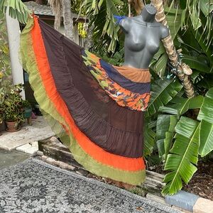 BCBG tiered chiffon full maxi skirt